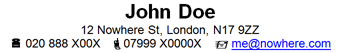 Good CV contact details - clean and professional
