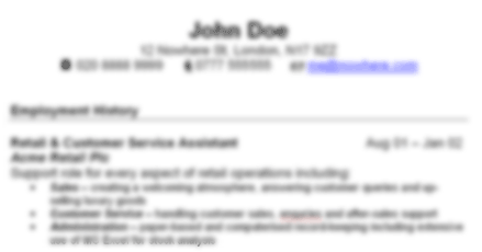 A well-laid-out CV, blurred to show how an employer scans it