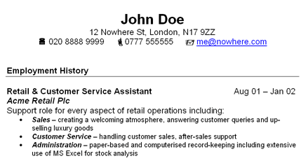A well-laid-out CV - clear headings, clean structure